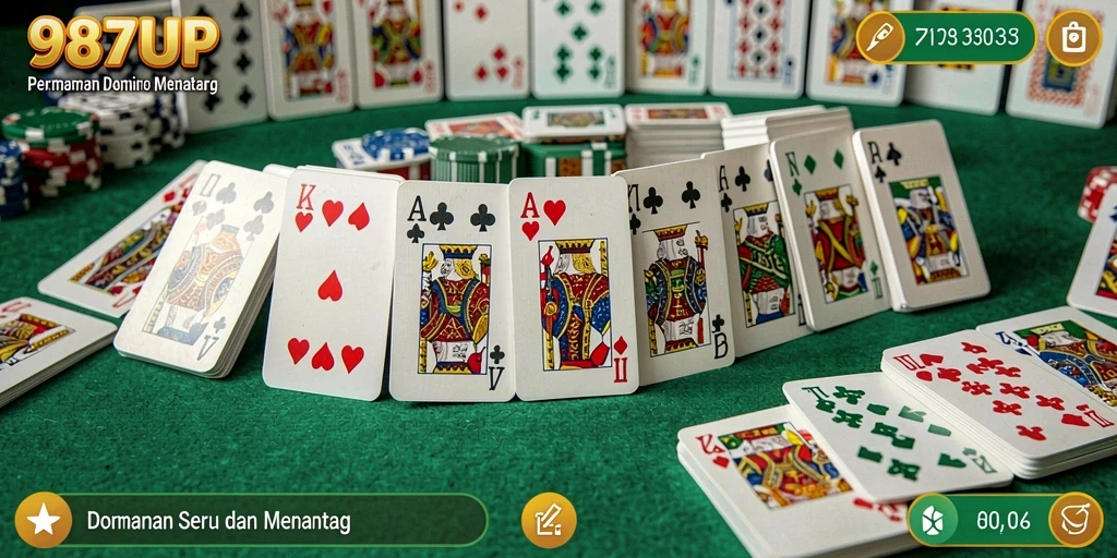 Screenshot menunjukkan serunya gameplay Domino di 987UP.