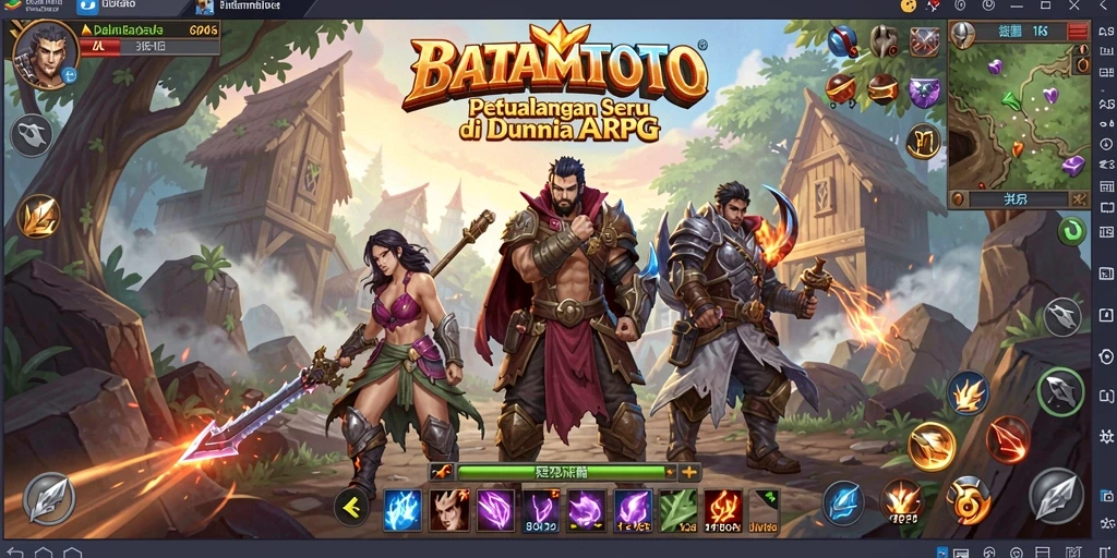 Tangkapan layar gameplay ARPG BATAMTOTO yang menampilkan pertempuran epik.