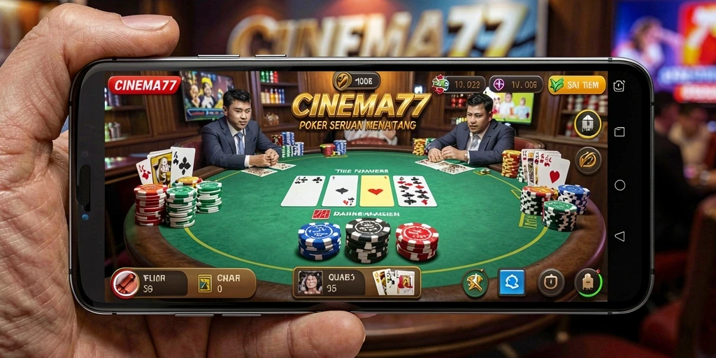 Screenshot utama CINEMA77 menampilkan gameplay poker yang seru dan interaktif.