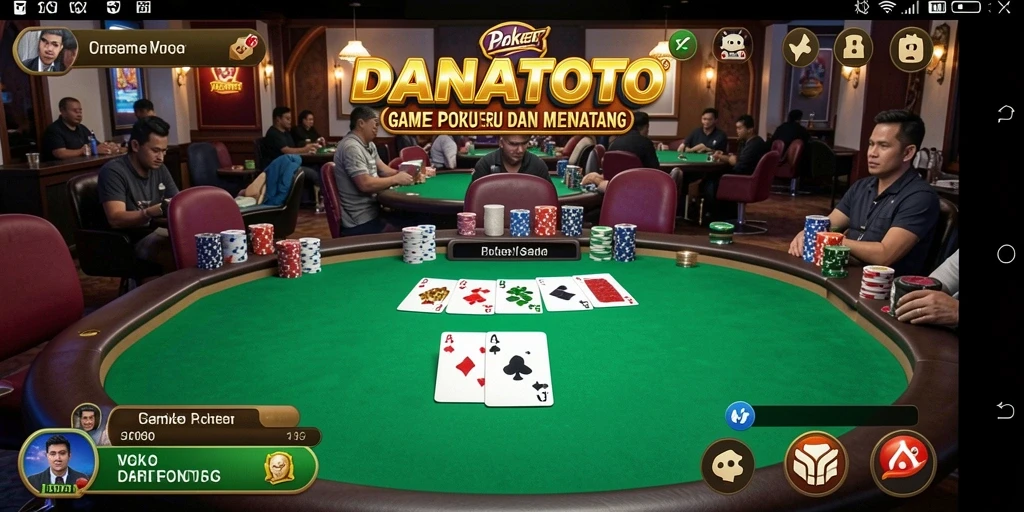 Tampilan gameplay Poker seru di DANATOTO yang membuat adrenalin meningkat.