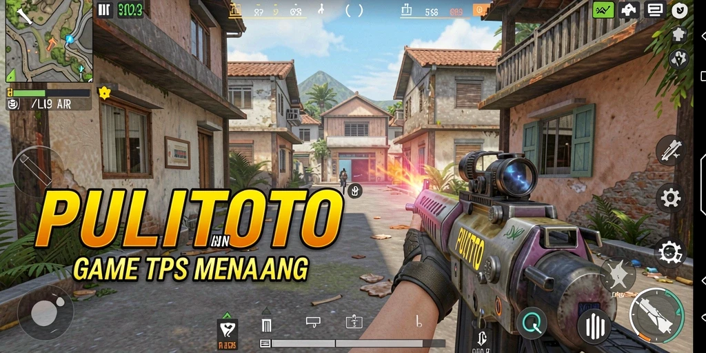Screenshot PULITOTO menampilkan aksi tembak-menembak yang menegangkan dalam mode TPS.