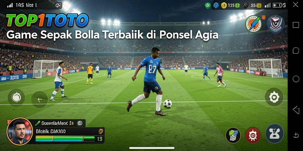 Screenshot utama TOP1TOTO menampilkan aksi seru dalam permainan sepak bola.