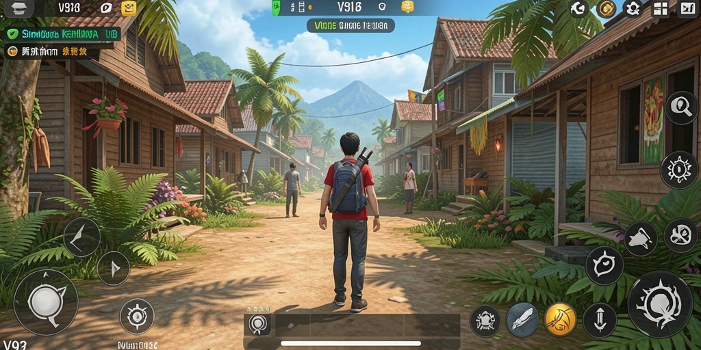 Tangkapan layar utama V98 menunjukkan gameplay interaktif yang menarik.