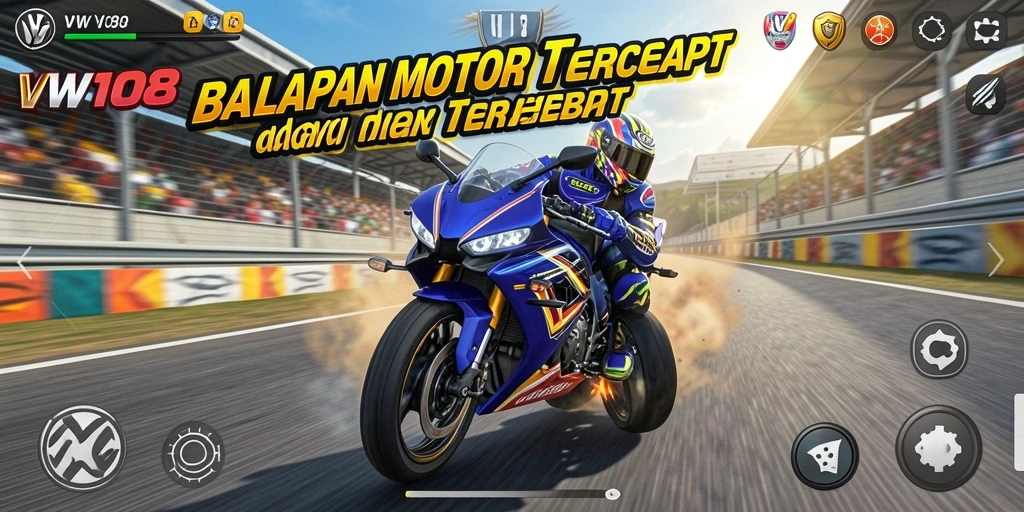 Tangkapan layar gameplay <strong>VW108</strong> menunjukkan aksi balapan yang mendebarkan.